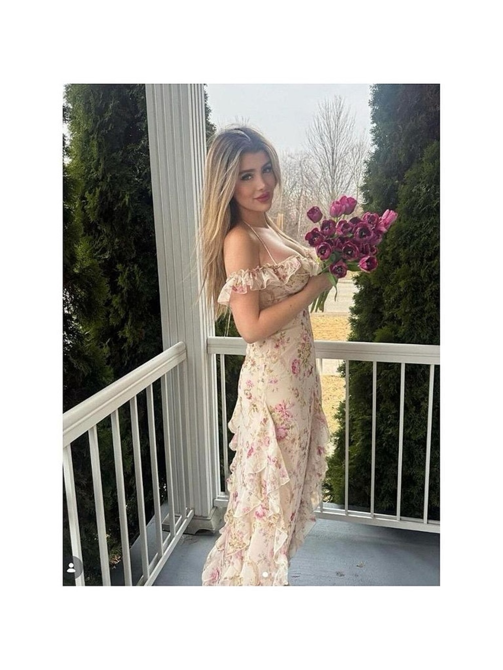 Ruffled Floral Midi Dress in Blush Pink